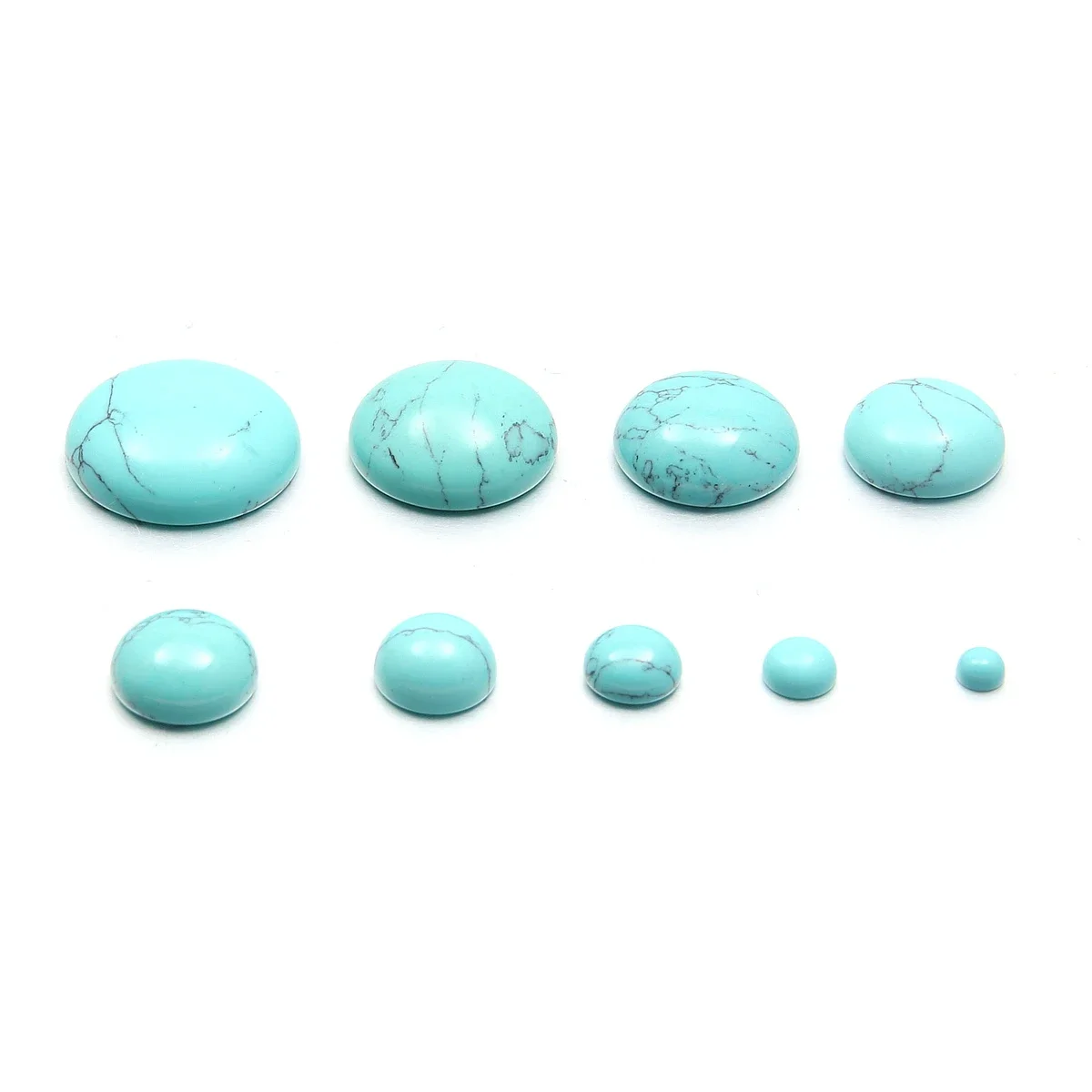 

100PCS Blue Turquoise Stones Cabochon 8mm 10mm 12mm 14mm 16mm 20mm Round No Hole for Making Jewelry DIY Accessories