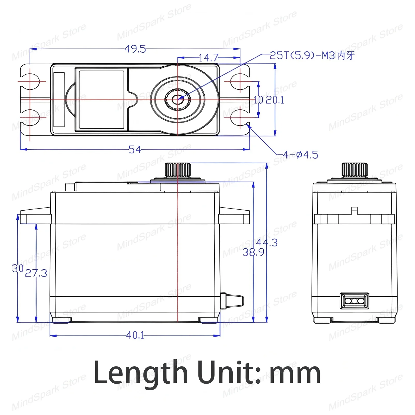 Digitales Servo 15 kg mit Positionsrückmeldung, Kupfer-Getriebekernmotor, 300 Grad unkontrollierbares Servos-Teil für DIY RC-Car-Roboterspielzeug