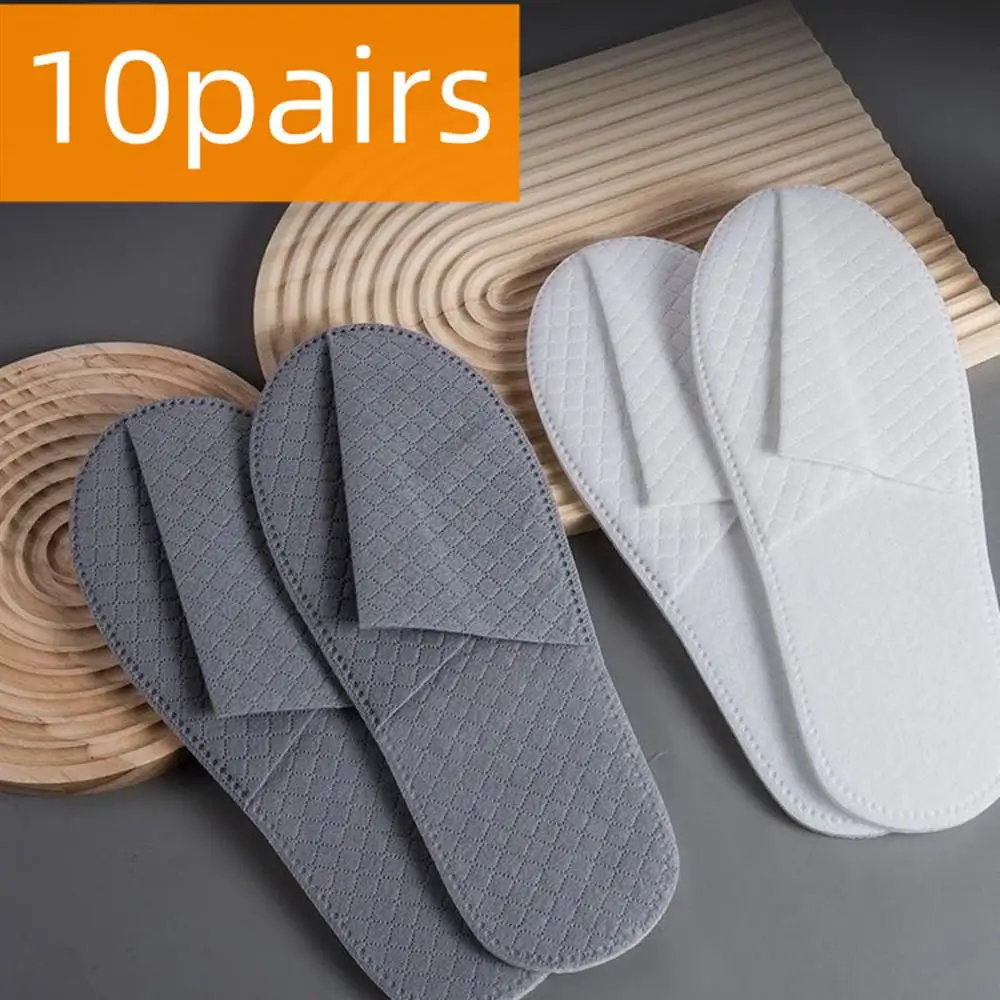 

10 Pairs Disposable Slipper Non-Slip Closed Toe House Slippers Women Men Travel Home Indoor Guest Shoes Bedroom Silent Slides