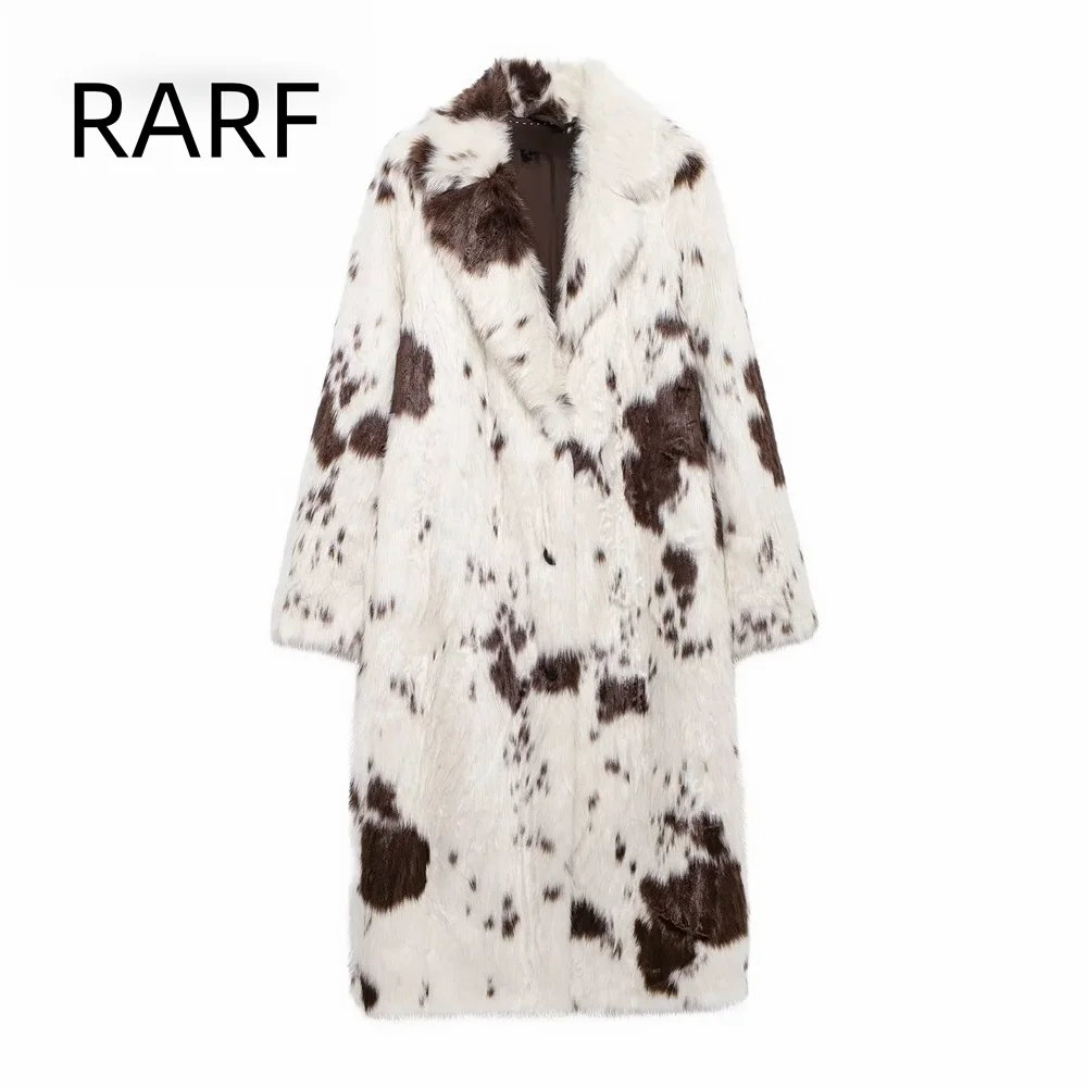 Autumn and winter new products fashionable temperament loose animal pattern artificial fur effect coat and jacket