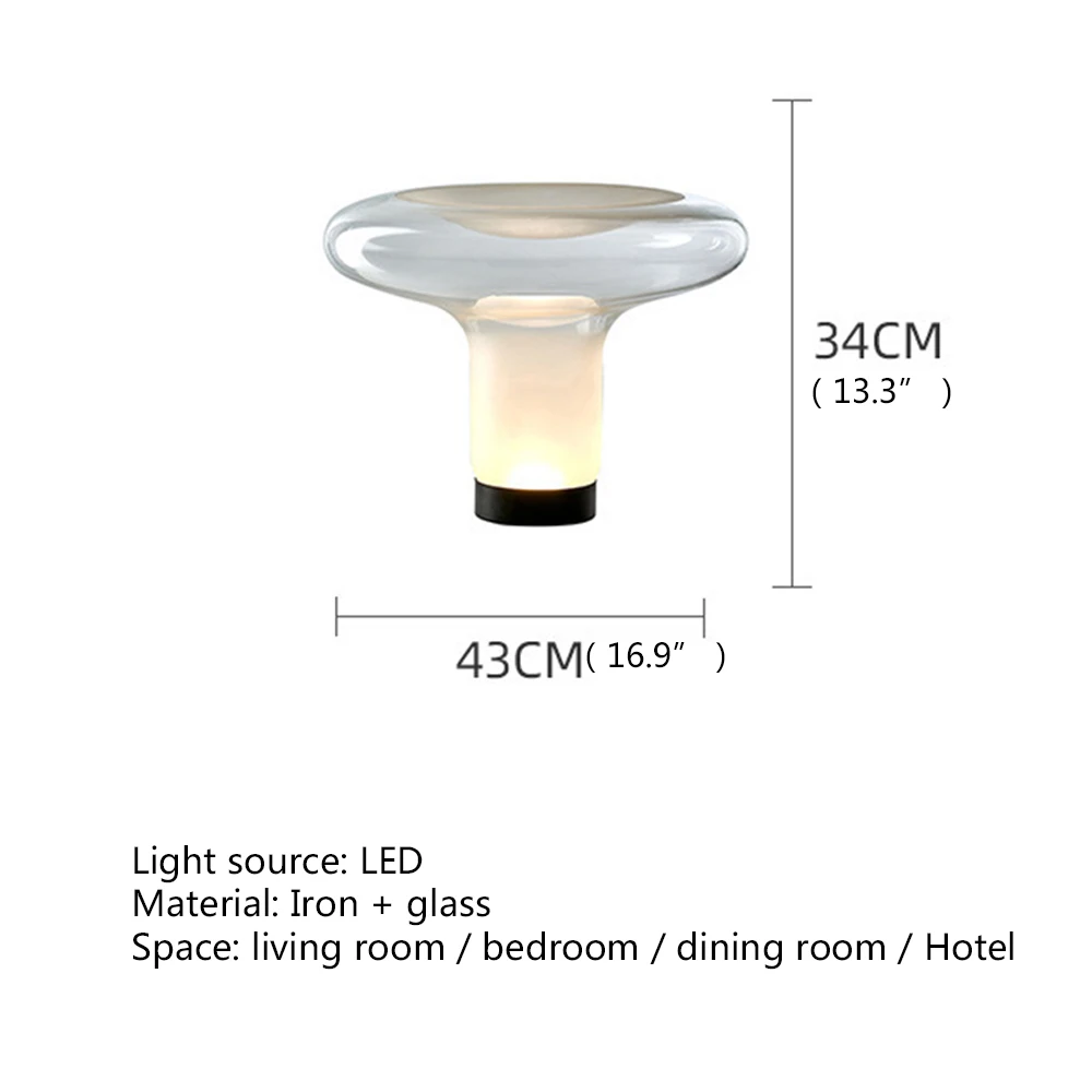 TEMAR Nordic Table Lamp Modern Simple Mushroom Desk Light LED Glass Home Decorative For Bedside Living Room