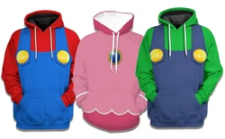 Adult Mary Clothes Cartoon Tops Tee Brothers T-shirts Super Fashion Movie Hooded Sweatshirt Anime Game Halloween Cosplay Costume
