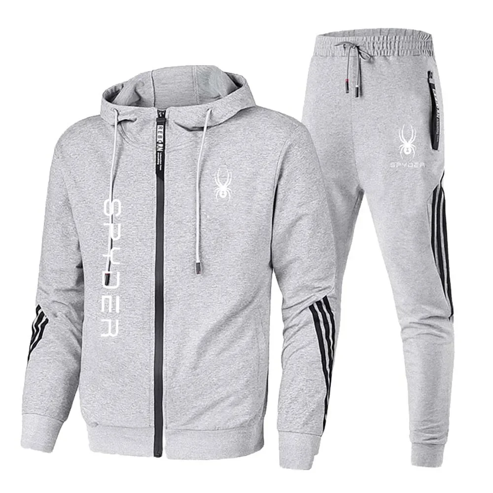 Spring and Autumn men\'s blazer + sweatpants 2 sets, fashionable new street hip hop men\'s leisure suit, jogging fitness hoodie