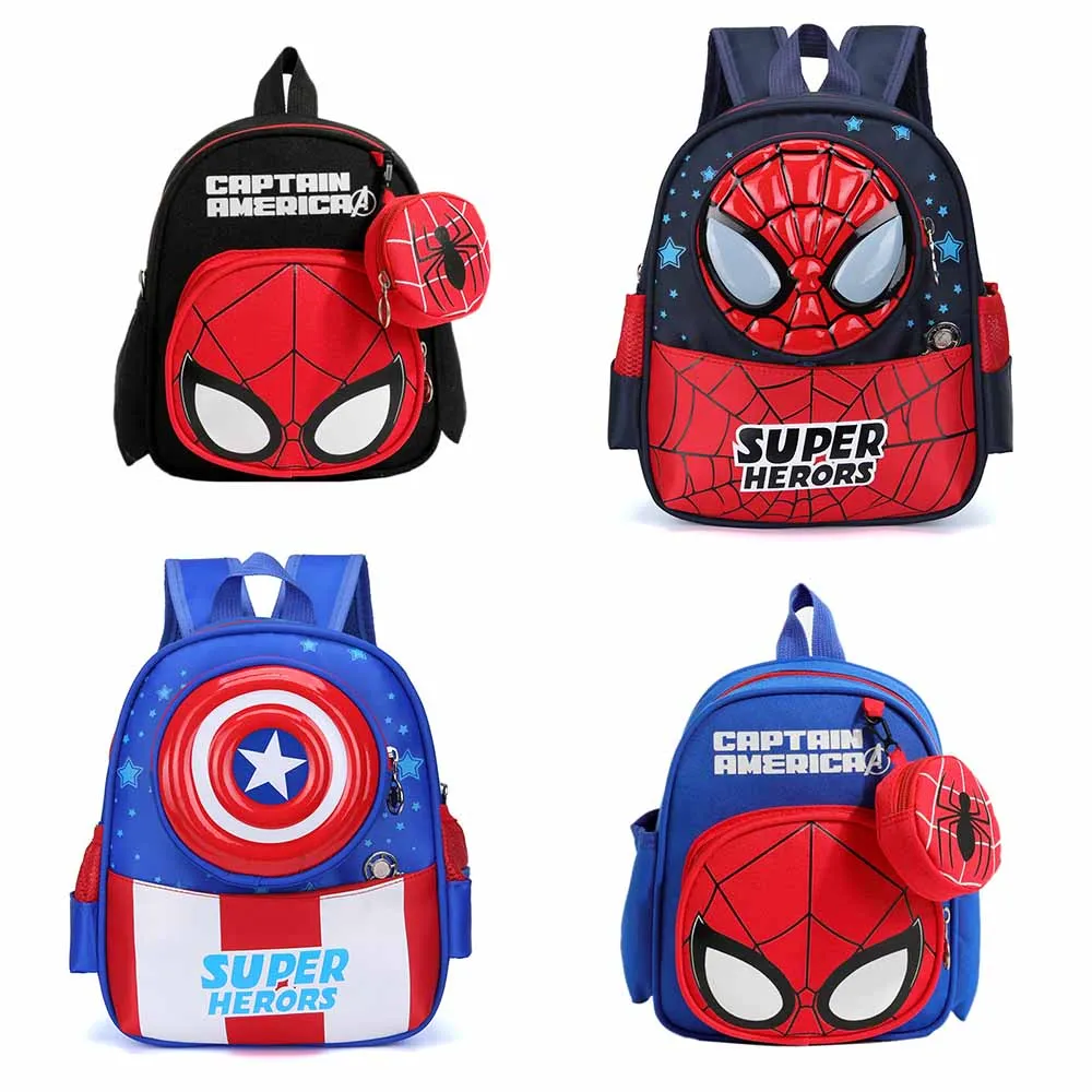 Marvel Cartoon Captain America Boys Cute Backpack Bags for Kids Spine Protective Breathable Backpack Schoolbag Shoulder Bag Gift