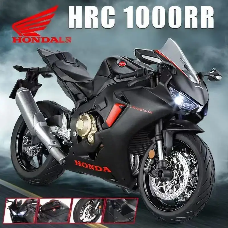 

1/9 Honda HRC CBR1000RR Fire Blade Alloy Racing Motorcycle Diecast Metal Street Sports Motorcycle Model With Light Kids Toy Gift