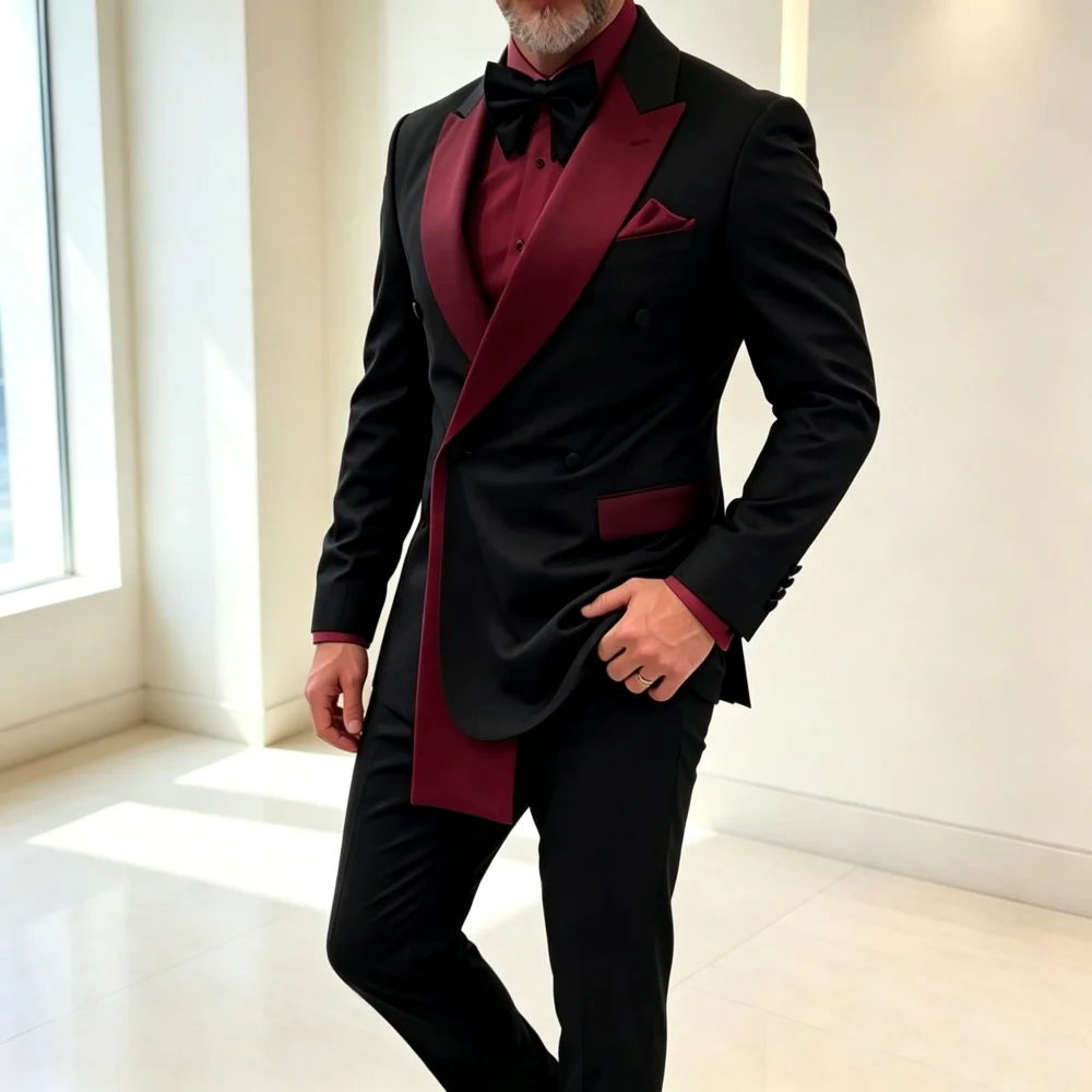Mix Colors Double Breasted Custom Made Men Suit Set Separates 2 Pieces Jacket Pants for Wedding Groom Tuxedo for Prom Party