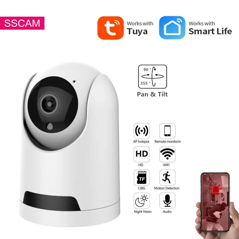 

1080P IP Camera Tuya Smart Wireless WiFi Camera Indoor Security Surveillance CCTV Camera PTZ Support Motion Monitoring