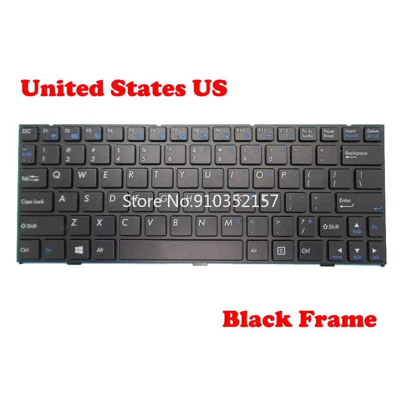 

US Keyboard For CLEVO M1110 W110ERF W510LU MP-08J63US-430 6-80-M1100-011-1 MP-08J63US-4303W MP-08J63US-4305W 6-80-W51L0-010-1