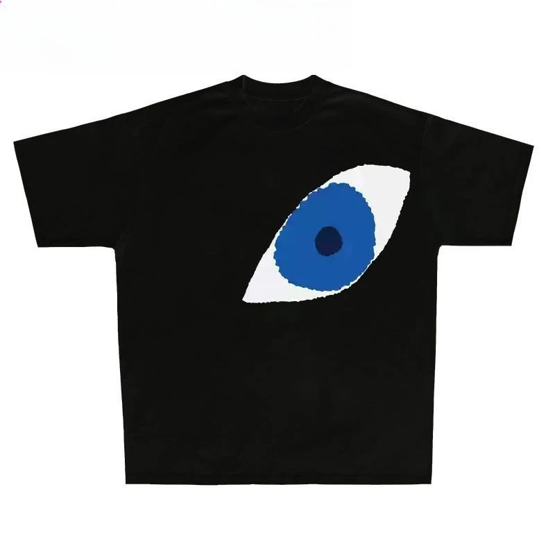 

Devil's Eye, модная футболка с американским нишевым дизайном, хлопковый топ с короткими рукавами и принтом в стиле ретро, мужская и женская уличная одежда