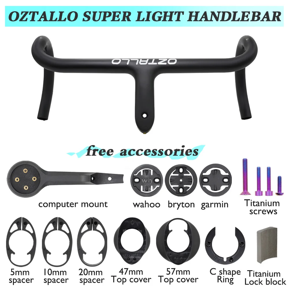 

OZTALLO - Super lightweight carbon fiber handlebars360-440mm full internal cable design28.6mm lightweight bike curved handlebars