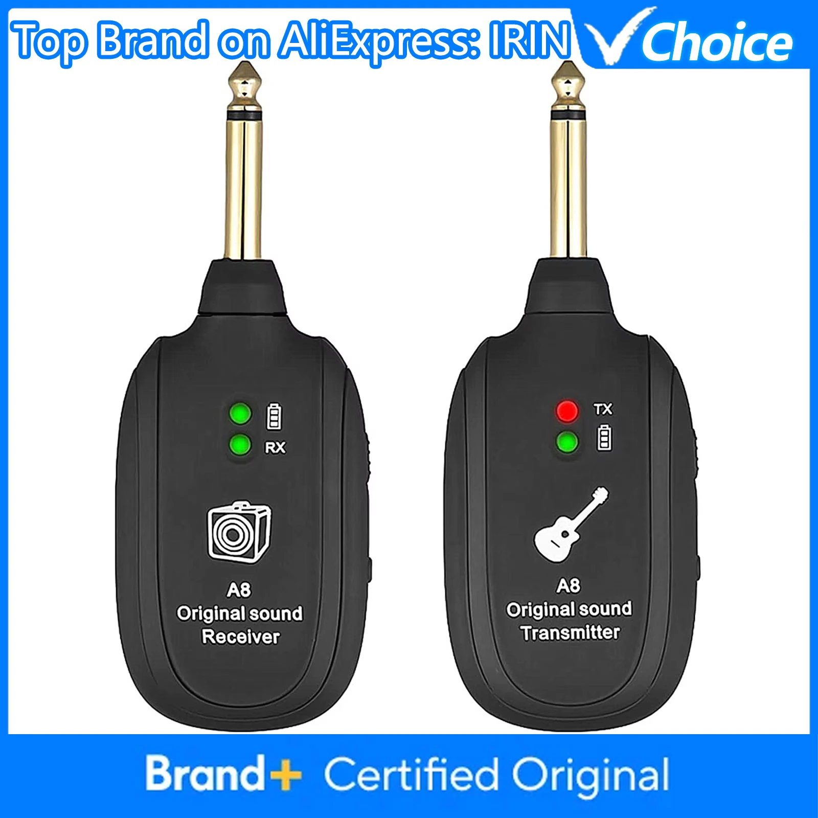 

Беспроводная гитарная система IRIN A8, встроенный 4-канальный беспроводной гитарный передатчик, приемник для электрогитары, бас-скрипки