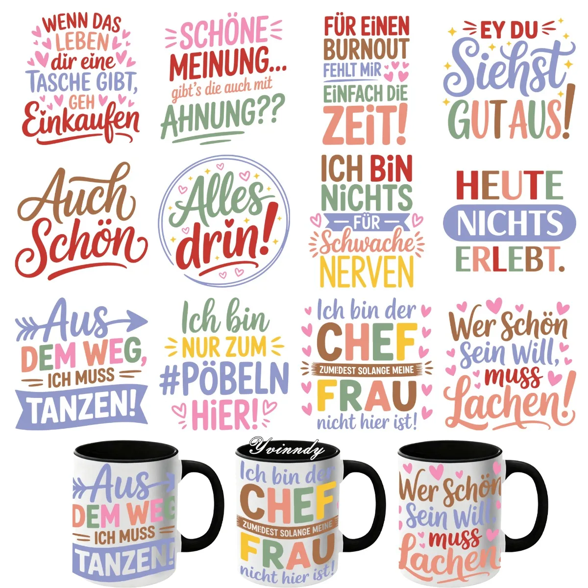 Papier de transfert auto-adhésif UV DTF avec citations motivantes espagnoles, 12 pièces/ensemble, adapté à la décoration des tasses et des bouteilles