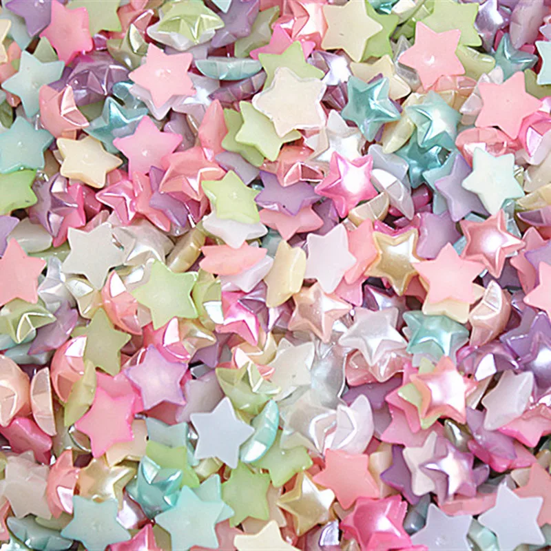 200pcs/lot 10mm Mix Colors flatback ABS resin Star Shape imitation pearl for scrapbooking,SP009