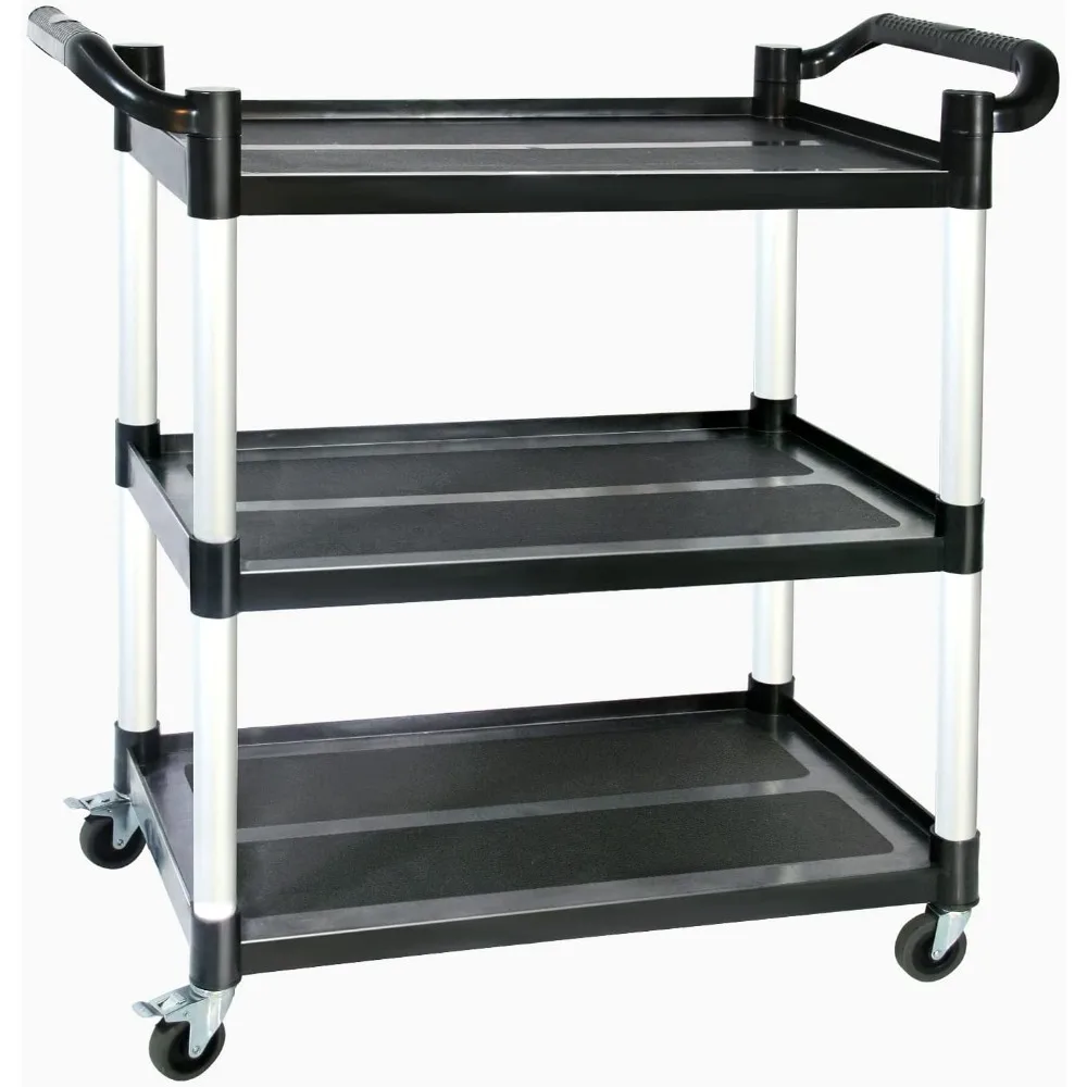 Utility Carts with Wheels,3-Tier Rolling Cart with Wheels, Heavy Duty 510 LBS Food Service Cart with Rubber Pad and Hammer