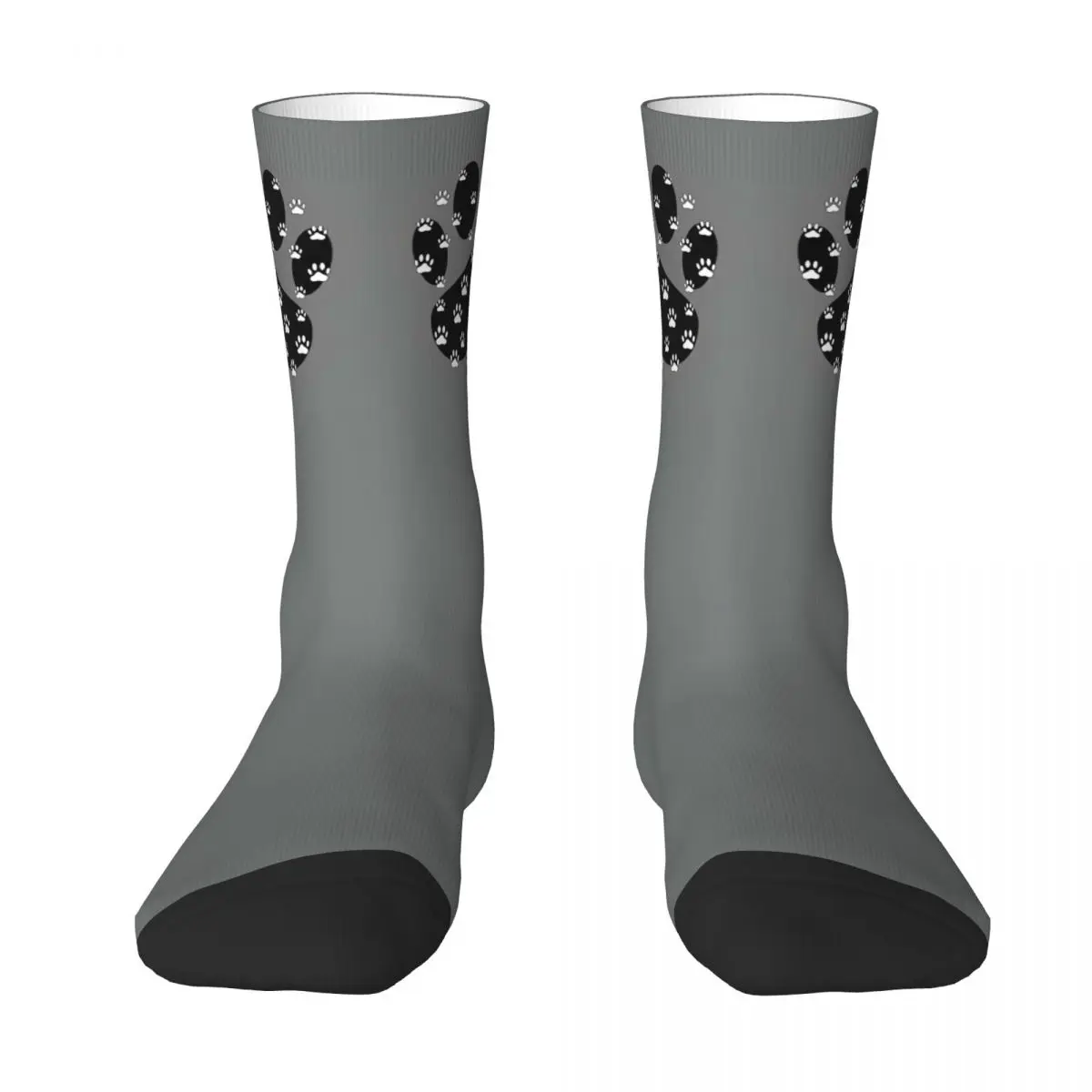 White Paws All Over Black Paw Unisex Winter Socks Hip Hop Happy Socks Street Style Crazy Sock