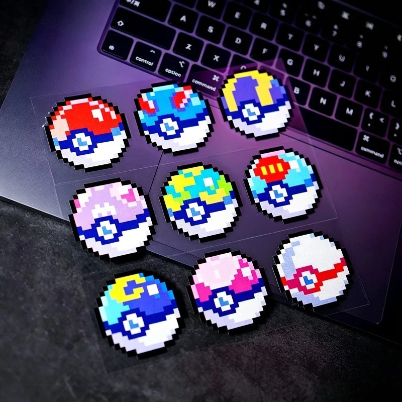 Retro Gaming Pokemon - Ретро-пиксельные наклейки на покеболы, различные наклейки