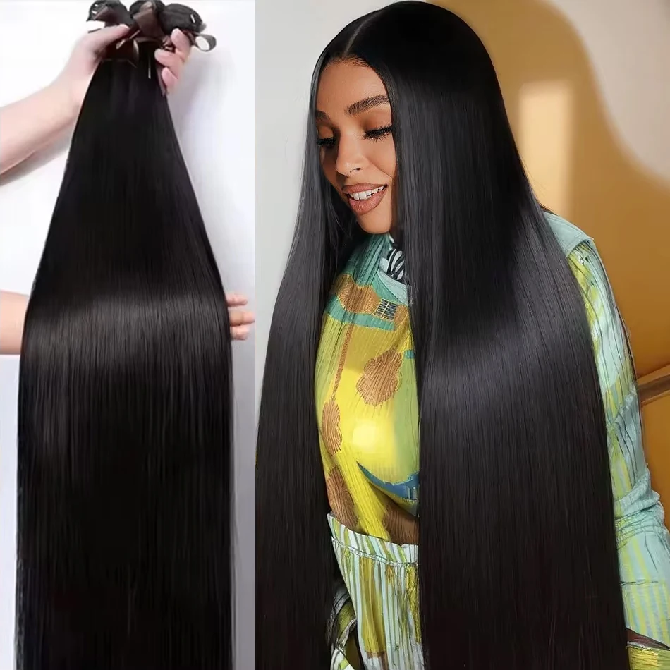 15A العظام حزم مستقيمة 100% الشعر البشري ريمي البرازيلي الطبيعي الأسود حزم لحمة مزدوجة السائبة تجديل ملحقات للنساء