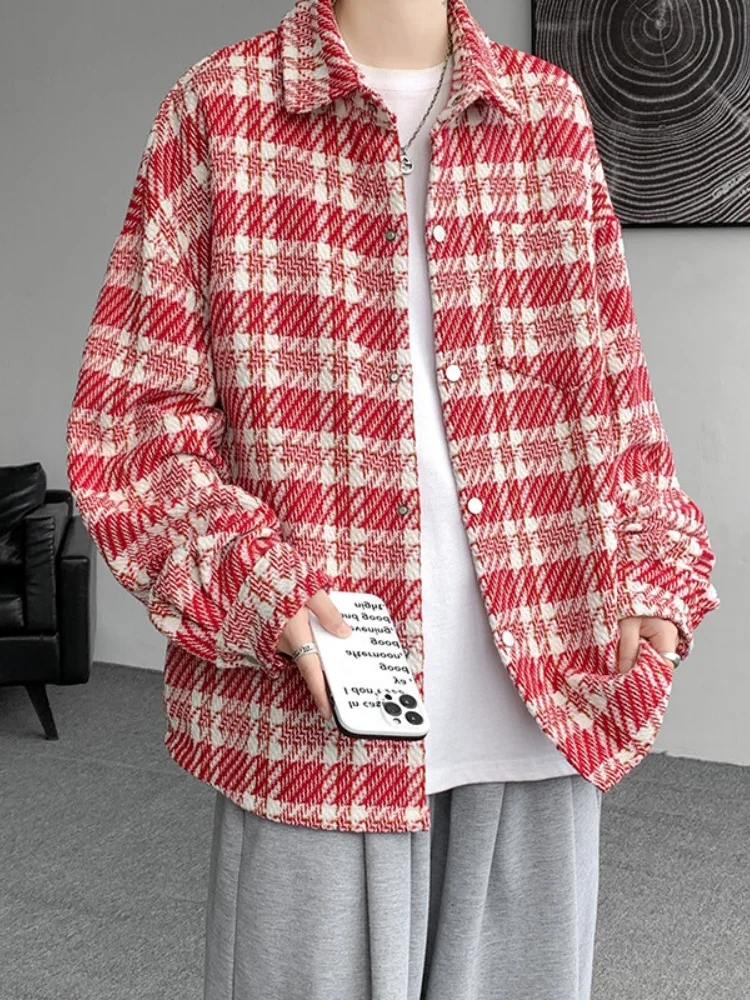 

Мужская свободная куртка в клетку в американском ретро-стиле, весна-осень, молодежная, модная, повседневная, верхняя одежда