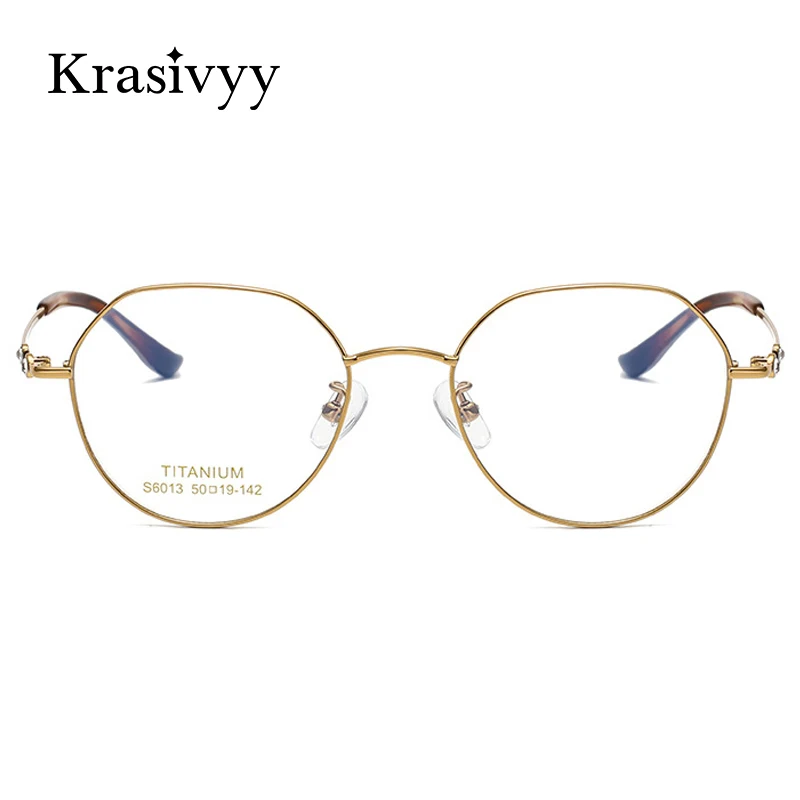 Krasivyy Pure Titanium Glasses Frame Women Diamond Design Ultralight Irregular Shapes Prescription Eyeglass Lady Optical Eyewear