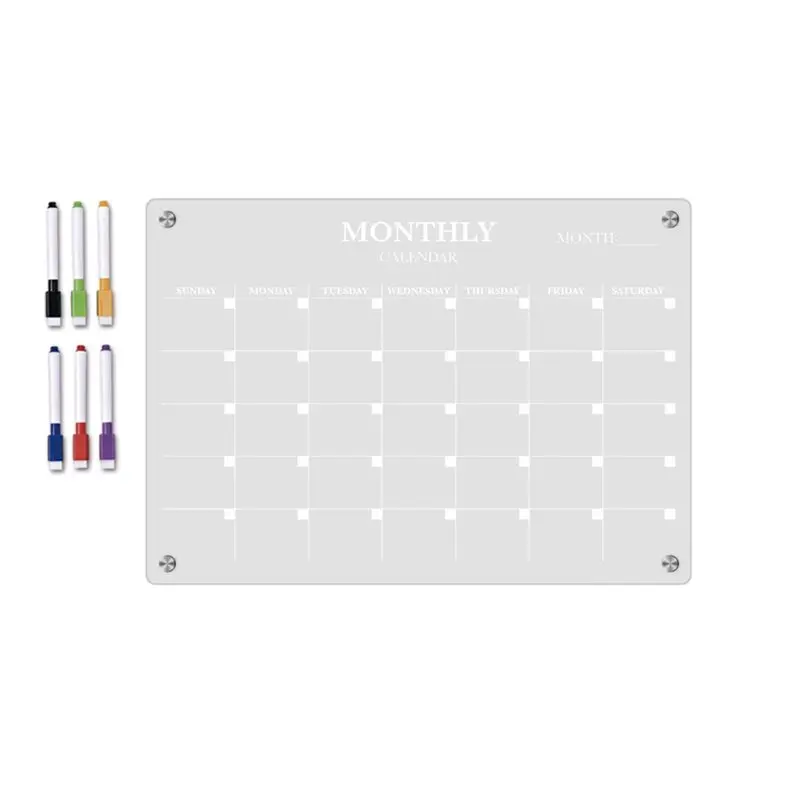

Clear Dry Erase For Refrigerator-Mounted Acrylic Magnetic Monthly Calendar Whiteboard-Planning Board