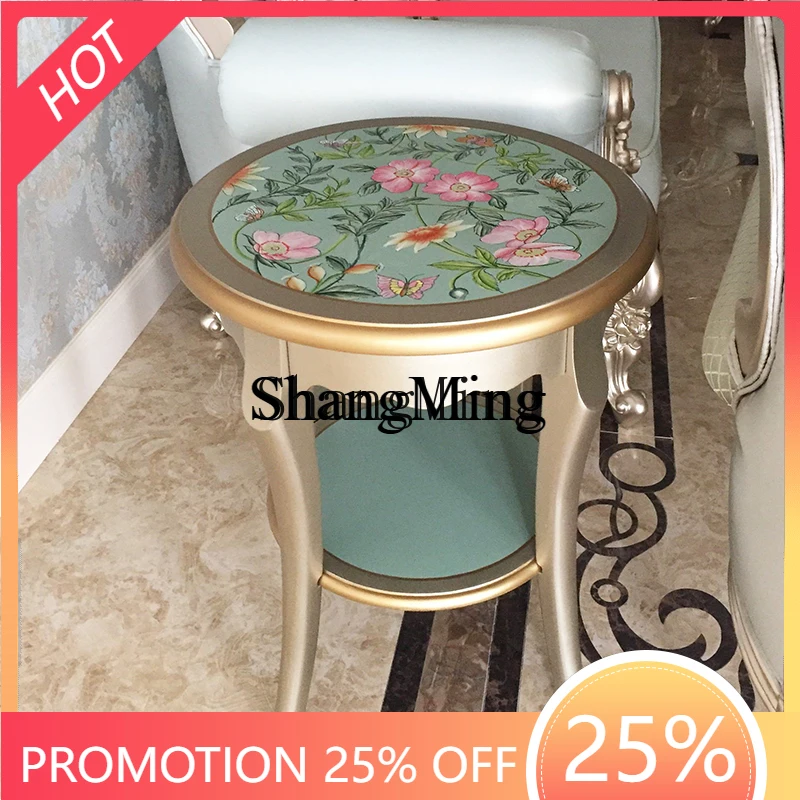 

SM pastoral coffee table retro apartment sofa side table painted small round table