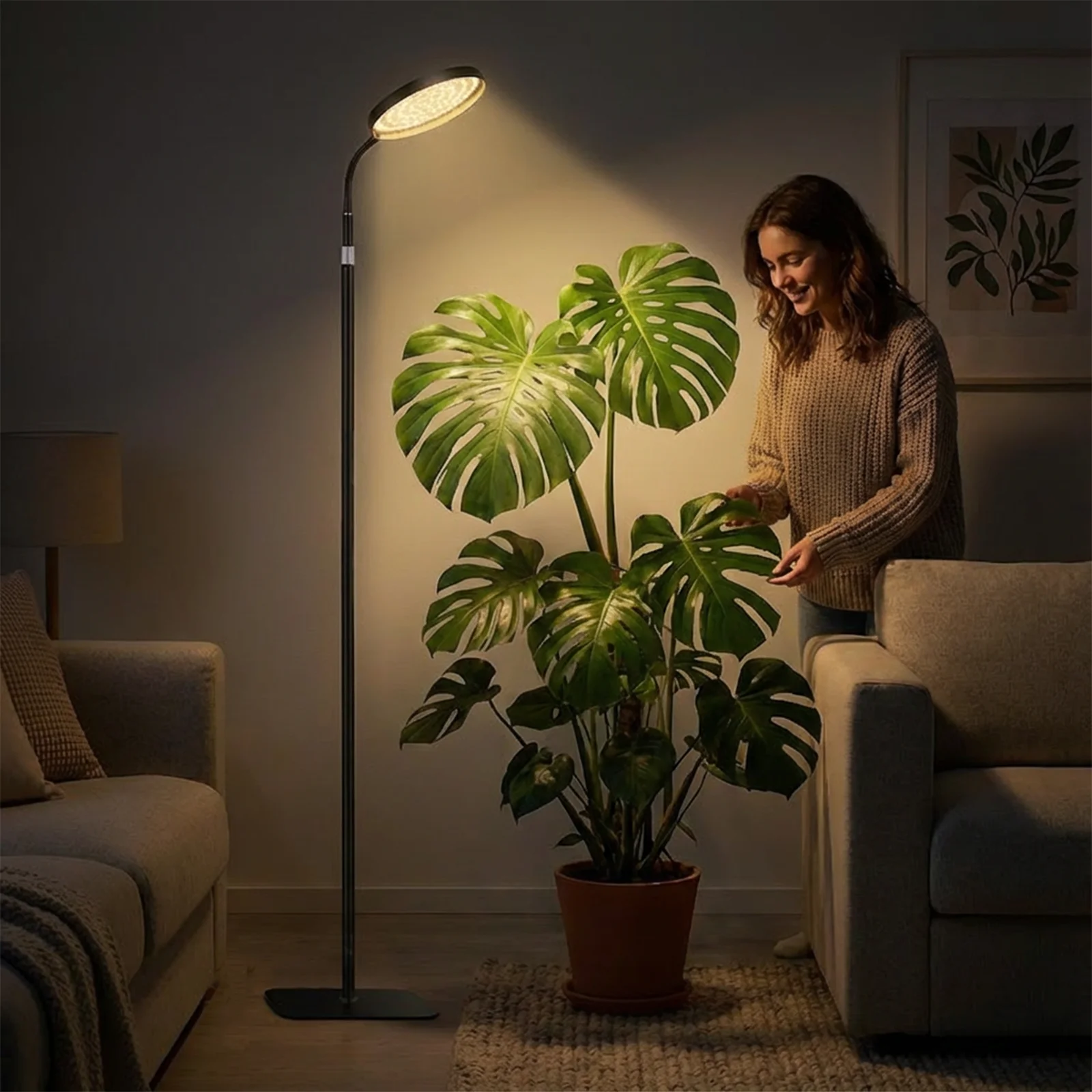Standing Grow Light for Indoor Plants, Full Spectrum with 10-Level Dimming & 3/9/12H Auto Timer, Up to 75.59