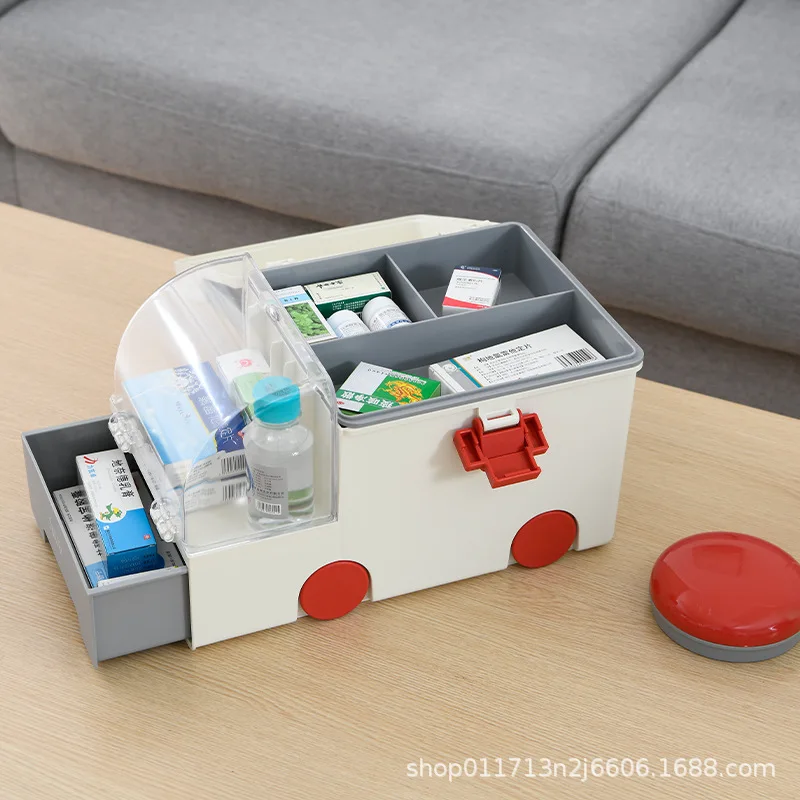 Caja de medicina doméstica pequeña, caja de primeros auxilios, juego completo de caja de almacenamiento de medicina, caja médica de emergencia portátil