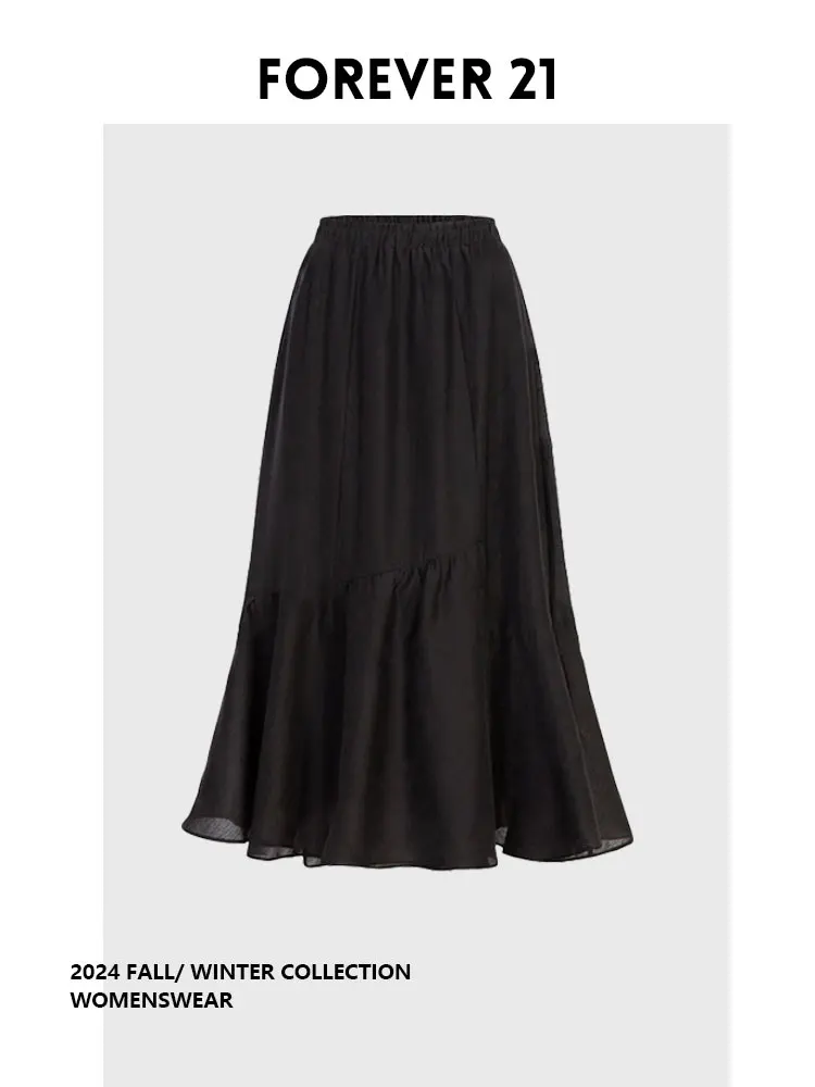 

Универсальная повседневная юбка миди Forever 2 с эластичным поясом для женщин, универсальный цвет, рабочая одежда, большие размеры, осенний сезон