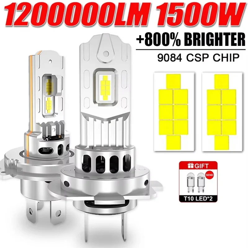 

H7 Headlight H4 Bi LED Bulbs Mini Wireless Turbo Fan Automobile LED Headlamp for Car CANBUS 6500K 1500W High Power Auto Lights