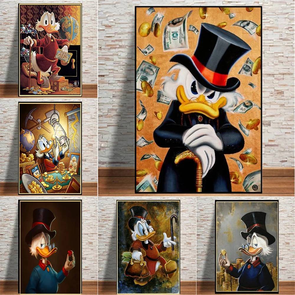 Popular Canvas Painting Donald Duck Wall Art Prints Poster Modern Cartoon Pictures Living Room Kids Room Home Decor No Frame