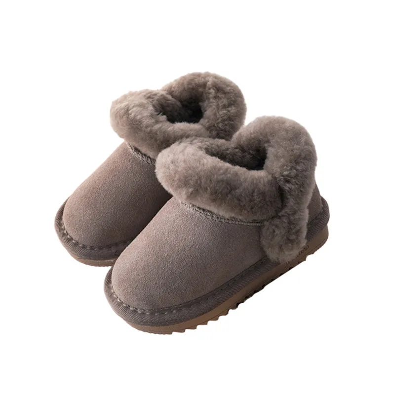 Winter Children Warm Snow Boots Boys Thicken Fur Inside Short Boots Girls Retro Suede Princess Boots Baby Soft Cotton Shoes