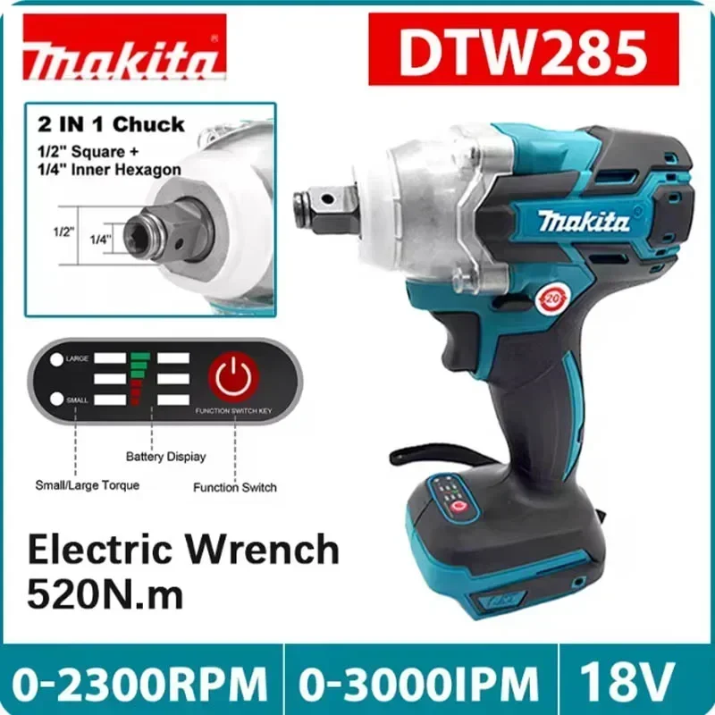 

Makita DTW285 520N.M Impact Electric Wrench Brushless Wrench Cordless Tool Power Tools Rechargeable For Makita 18V Battery 2024