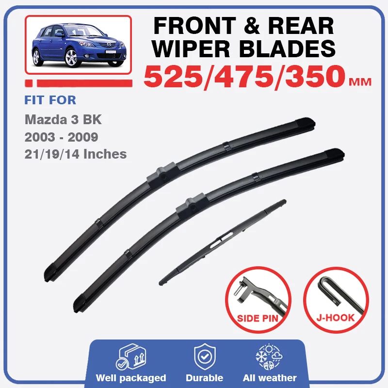 

Front Rear Wiper Blades For Mazda 3 BK 2003 - 2009 M3 Car Windscreen Windshield Windscreen Car Brushes Accessories 21"+19"+14"