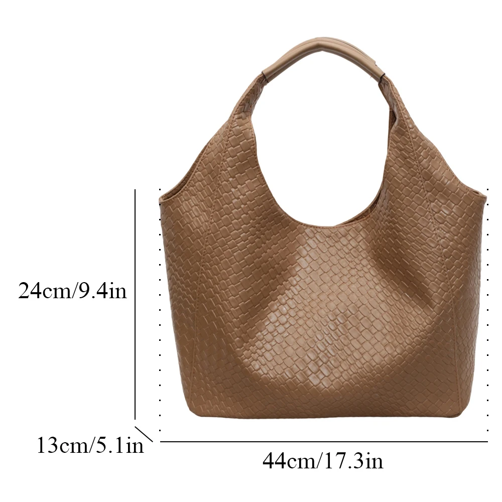 Hobo-Schultertasche, gewebte Textur, großes Fassungsvermögen, mit Magnetverschluss, elegant für den täglichen Arbeitsweg und zum Einkaufen in der Stadt – Detail 3
