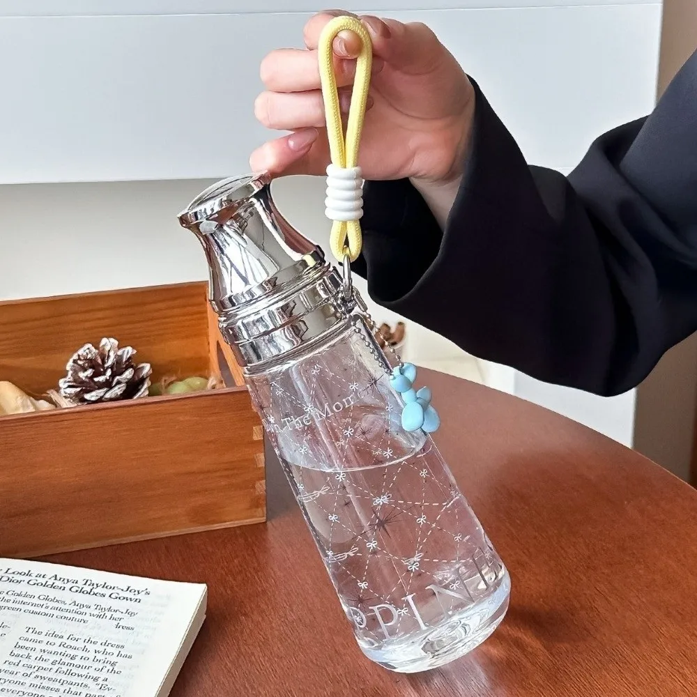 Large Capacity Leopard Print Water Bottle Bowknot Stars Vintage Transparent Water Cup Cup Lid Dual-use 500ML Kettle Sport