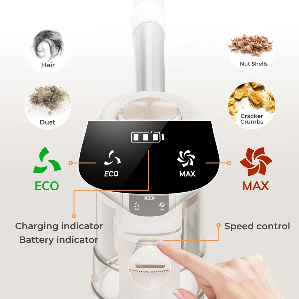 Aspirapolvere senza fili, pulitore leggero senza spazzole con aspirazione elettrica a 2 velocità, doppio motore, 3 spazzole, batteria rimovibile