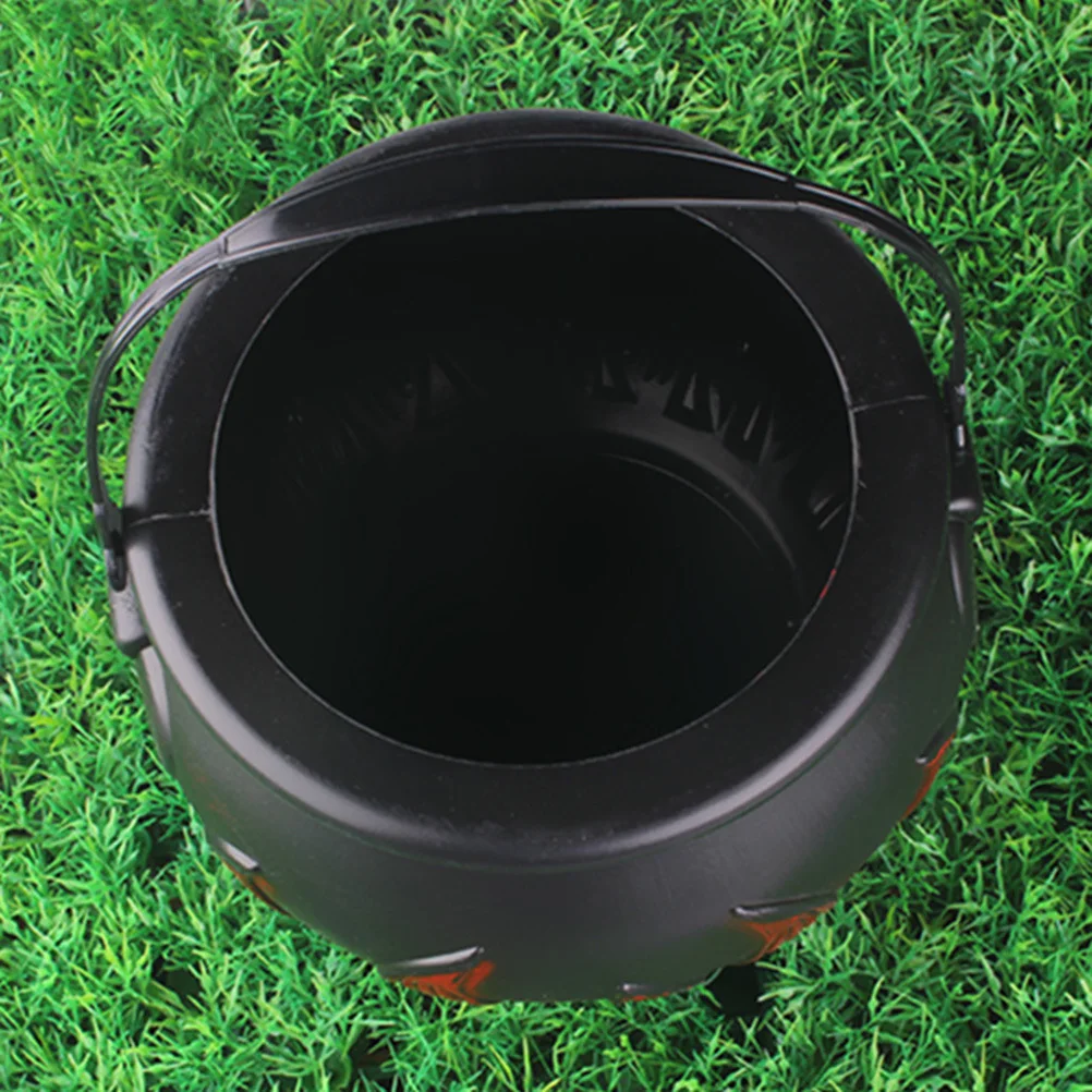 

2Pcs Halloween Candy Bucket Black Cauldron Plastic with Handle Party Treat Holder Pumpkin Bucket Candy