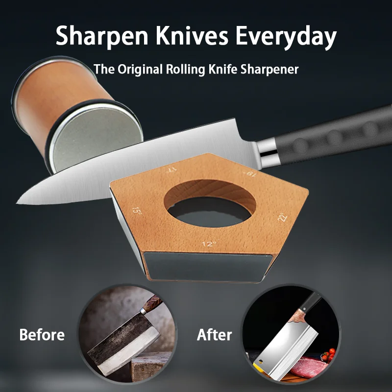 

2024 Rolling Knife Sharpener with 5 Types Degrees Magnetic Diamond Sharpening Stone Knife Holder Kit Roller Kitchen Accessories