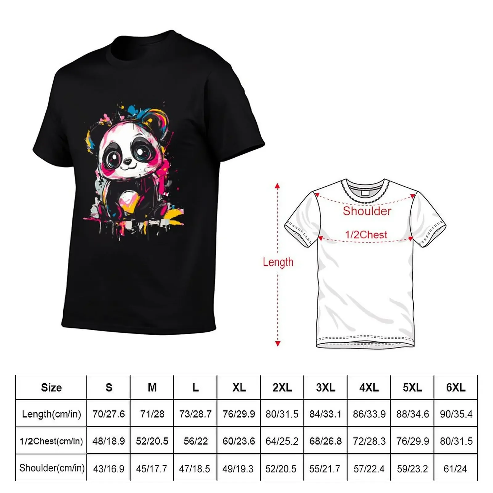 Colorful Splatter Art of a Cute Panda T-Shirt Blouse tshirts personalised affliction shirts plain white t shirts men