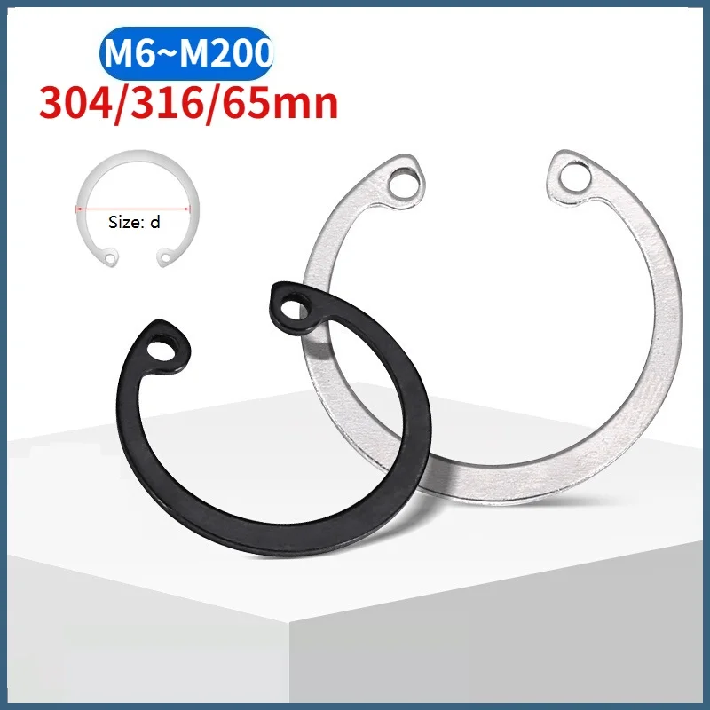 304 316 Stainless Steel 65Mn C Clip Snap Retaining Ring M6-M200 GB893 Internal Hole Circlip Washer Shaft Retaining Ring Fastener
