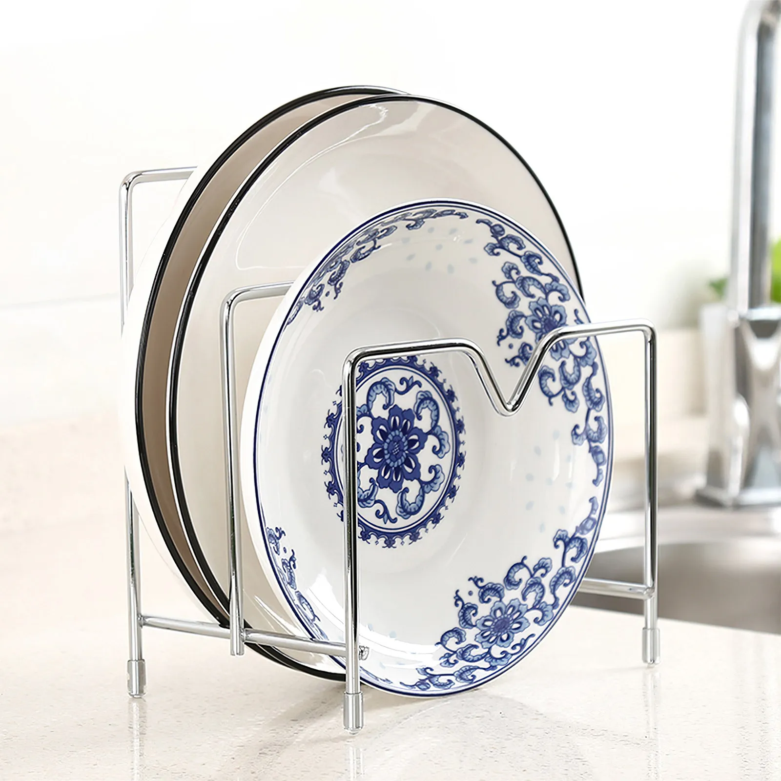 

Stainless Steel Multi Layer Lid Rack for Kitchen Storage Pot Lids Cutting Boards Bookshelf Use Stable Rectangle Base Non Scratch