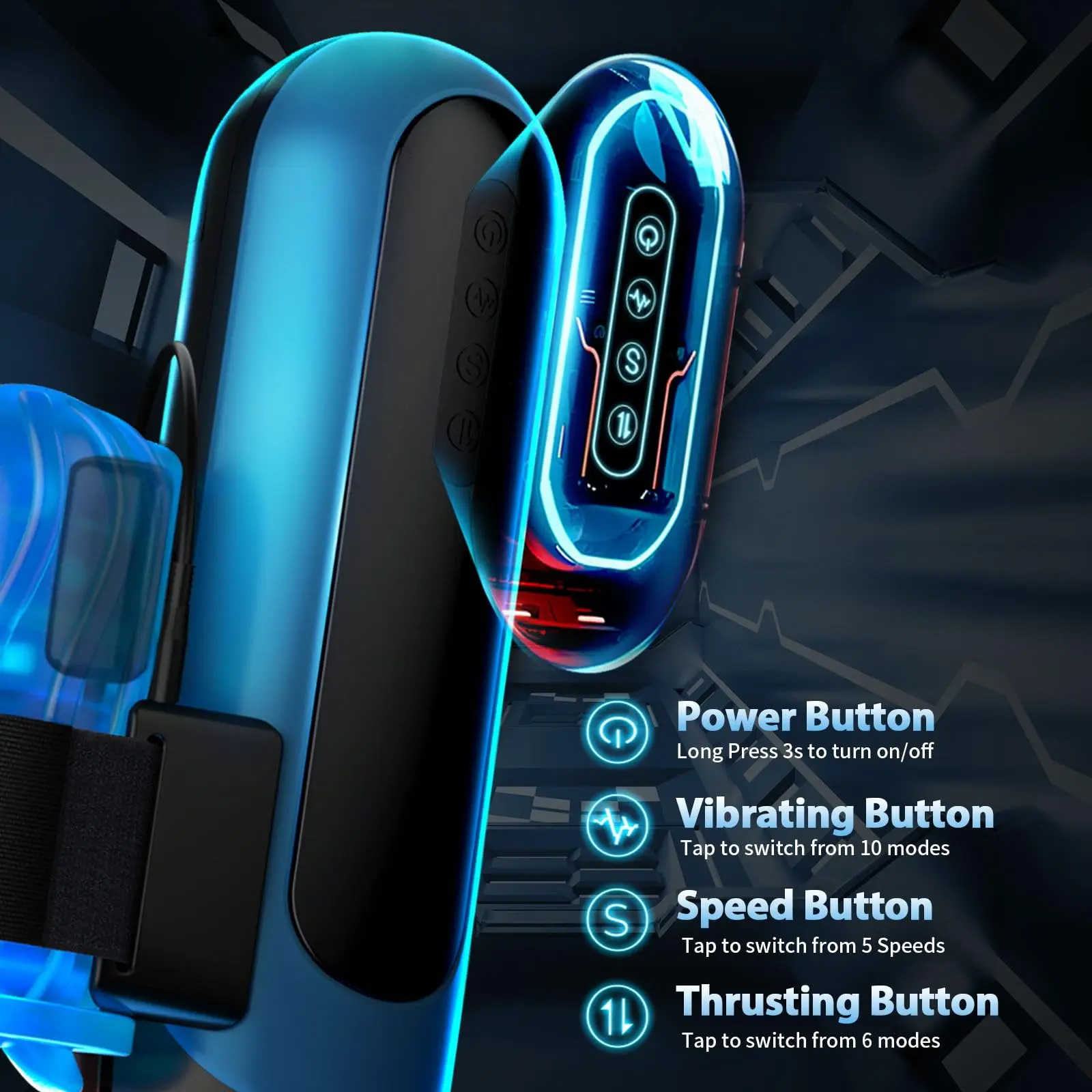 مهبل جيب قابل للتبديل جهاز استمناء ذكر آلي مع 6 أنواع من المكبس و5 أوضاع تغيير السرعة ألعاب جنسية للبالغين #5