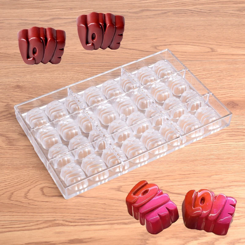 32 Cells Love Shape Choc Moulds Polycarbonate Chocolate Molds PC Candy Bake Tray Valentine\'s Day Confectionery Baking Tools