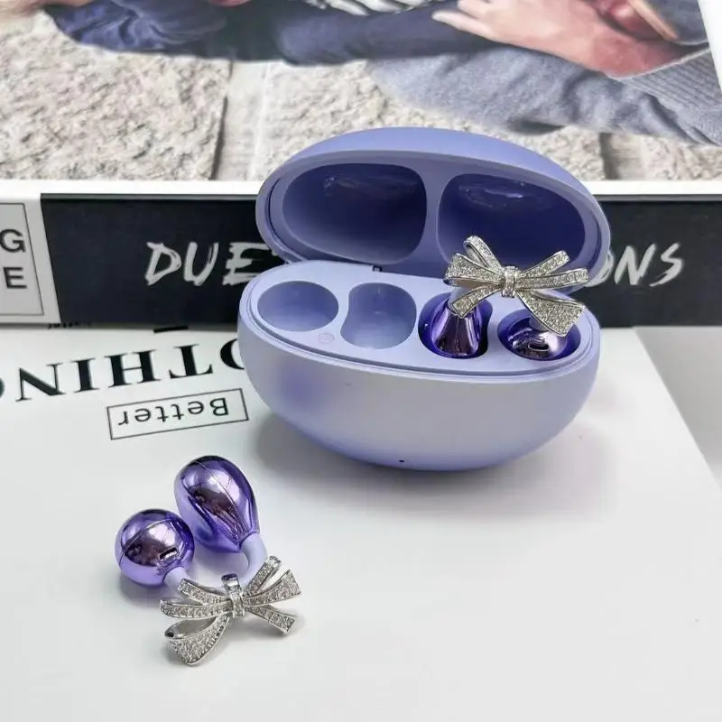Bow Knot Zircon Earbud Clip Accessories Detachable Rhinestone Ear Decoration For Bluetooth Earphones Fashion Jewelry For Women