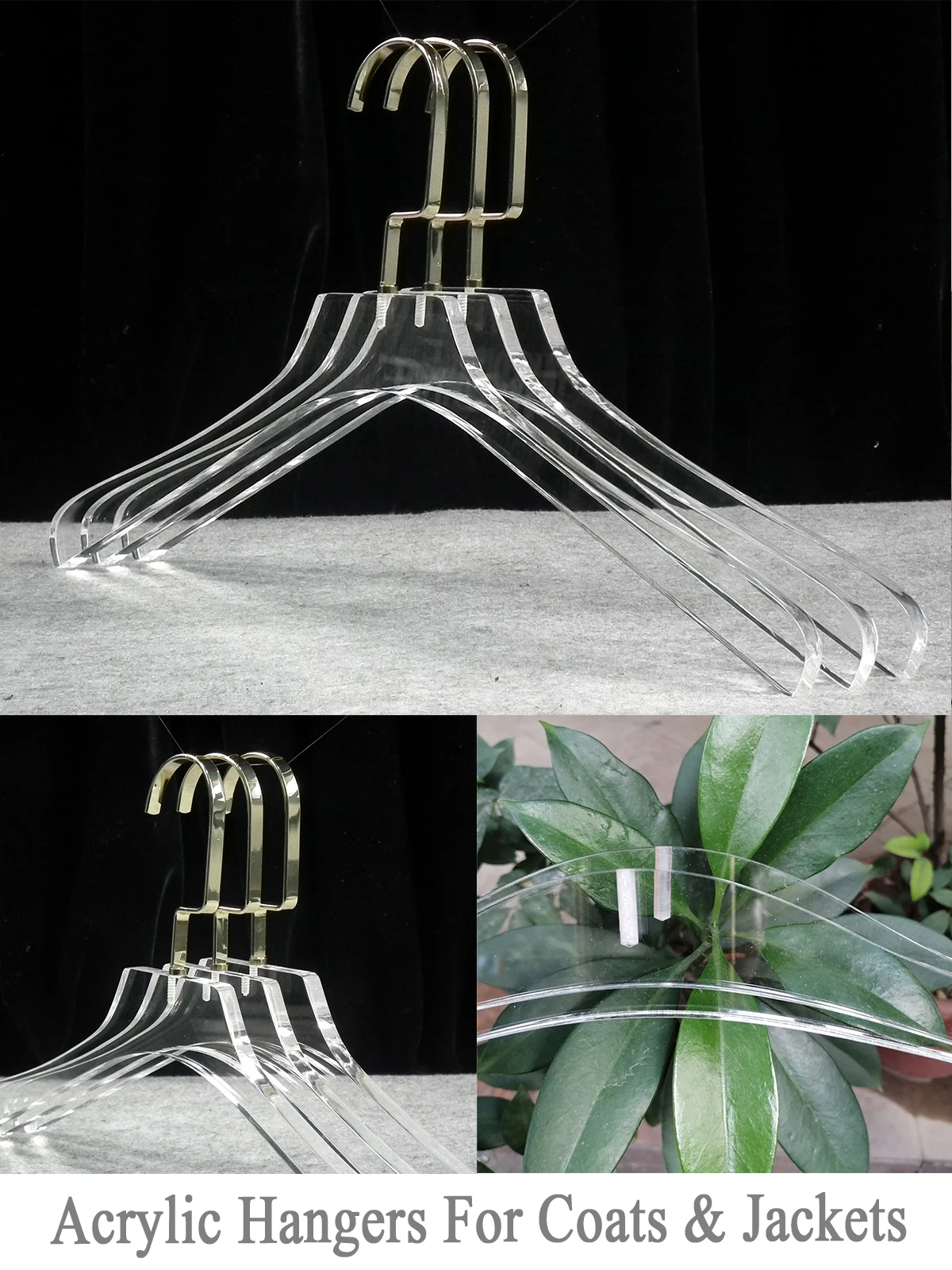 10 Pack Acrylic Coat Hangers Closet Clothes Hangers Premium Quality Crystal Clear Luxury Dress Suit Hangers(Hook Style Optional)