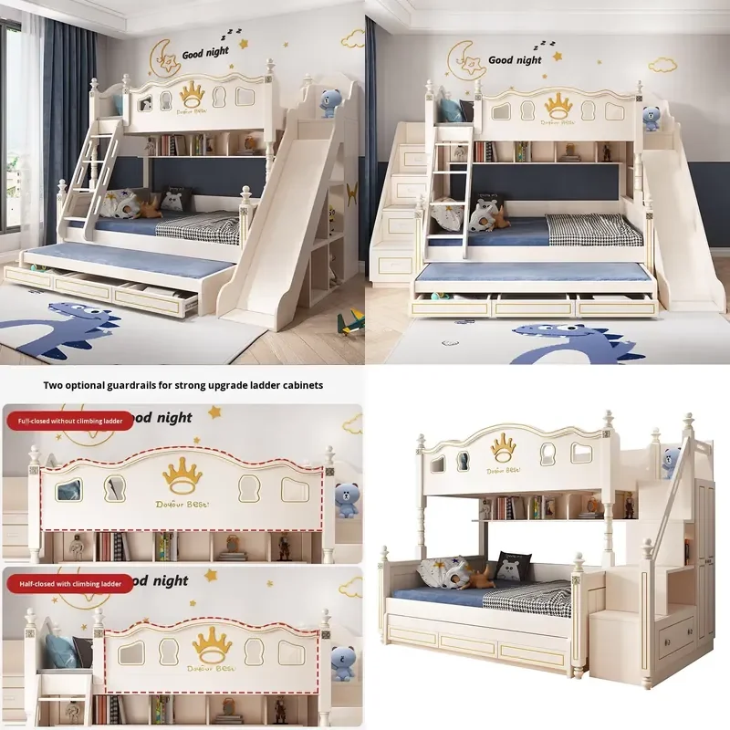 for Children Boys American Style Solid Wood Bunk Bed High Low Parent Child Double Bed for Small Apartment Made in China