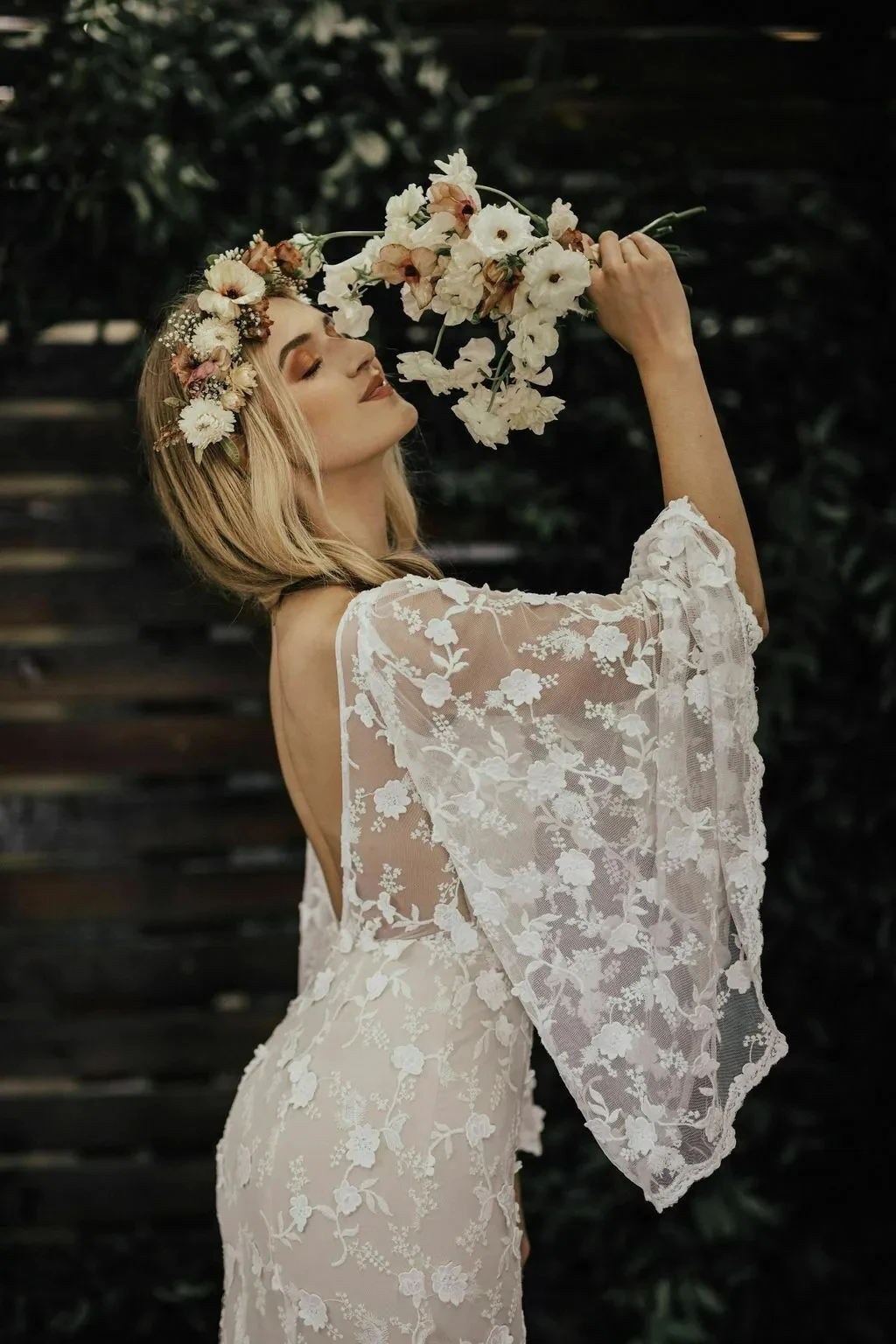 Vestidos De Novia bohemios De manga larga con encaje, traje De Novia con espalda descubierta, estilo sirena