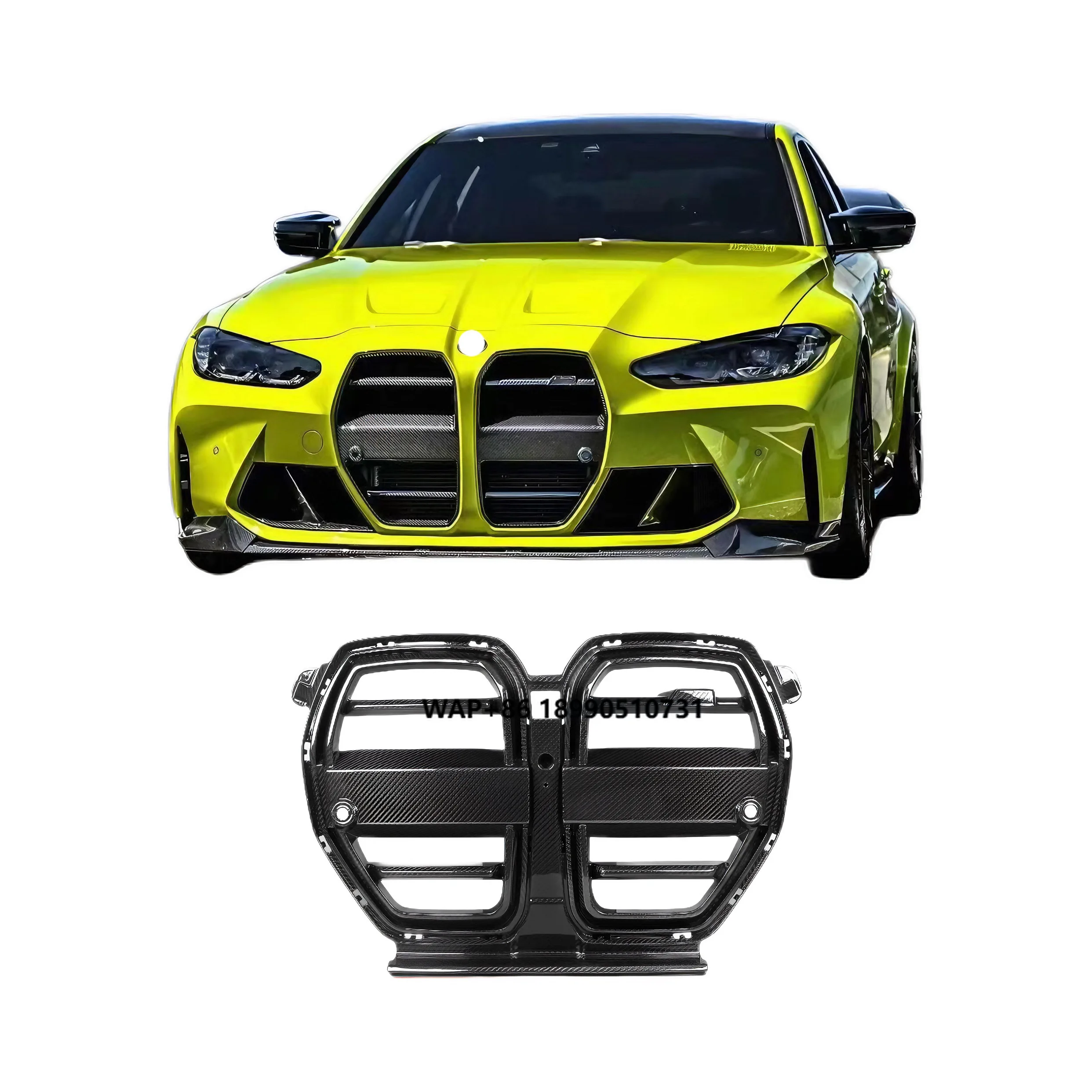 

Front Grill Bumper Kidney Center Mesh Grille G80 G82 M3 M4 Carbon Fiber SQ Style for M3 G80 M4 G82 G83 Competition 2020+