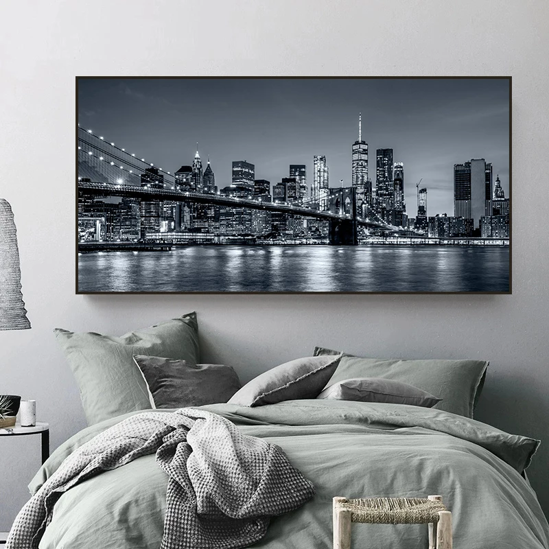 Los Angeles Cityscape Poster Print New York Manhattan City Skyline Canvas Painting Wall Art Architectural Home Decor Mural