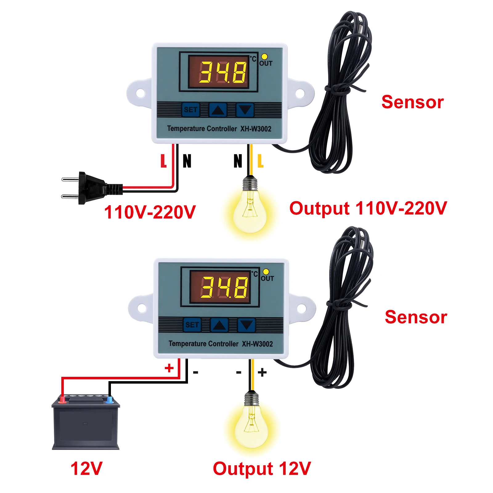 Pet Reptile Thermostat High-precision Temperature Switch Microcomputer Digital Display Hatching Controller ±0.1 Degrees 1Pc